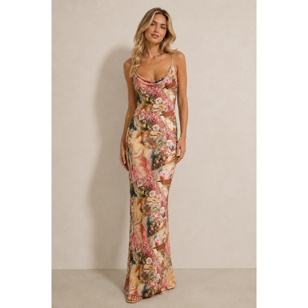 Womens Maxi Slip Dress Sz 10 Renaissance Barroque Ethereal Artsy Sexy NWT